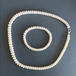 Pearl Necklace and Bracelet Set